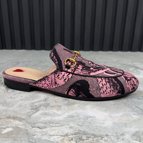 Gucci Princetown ST Romain Horsebit Satin Mule Slippers Fabric 6.5 US 36.5 EUR - Picture 3 of 13